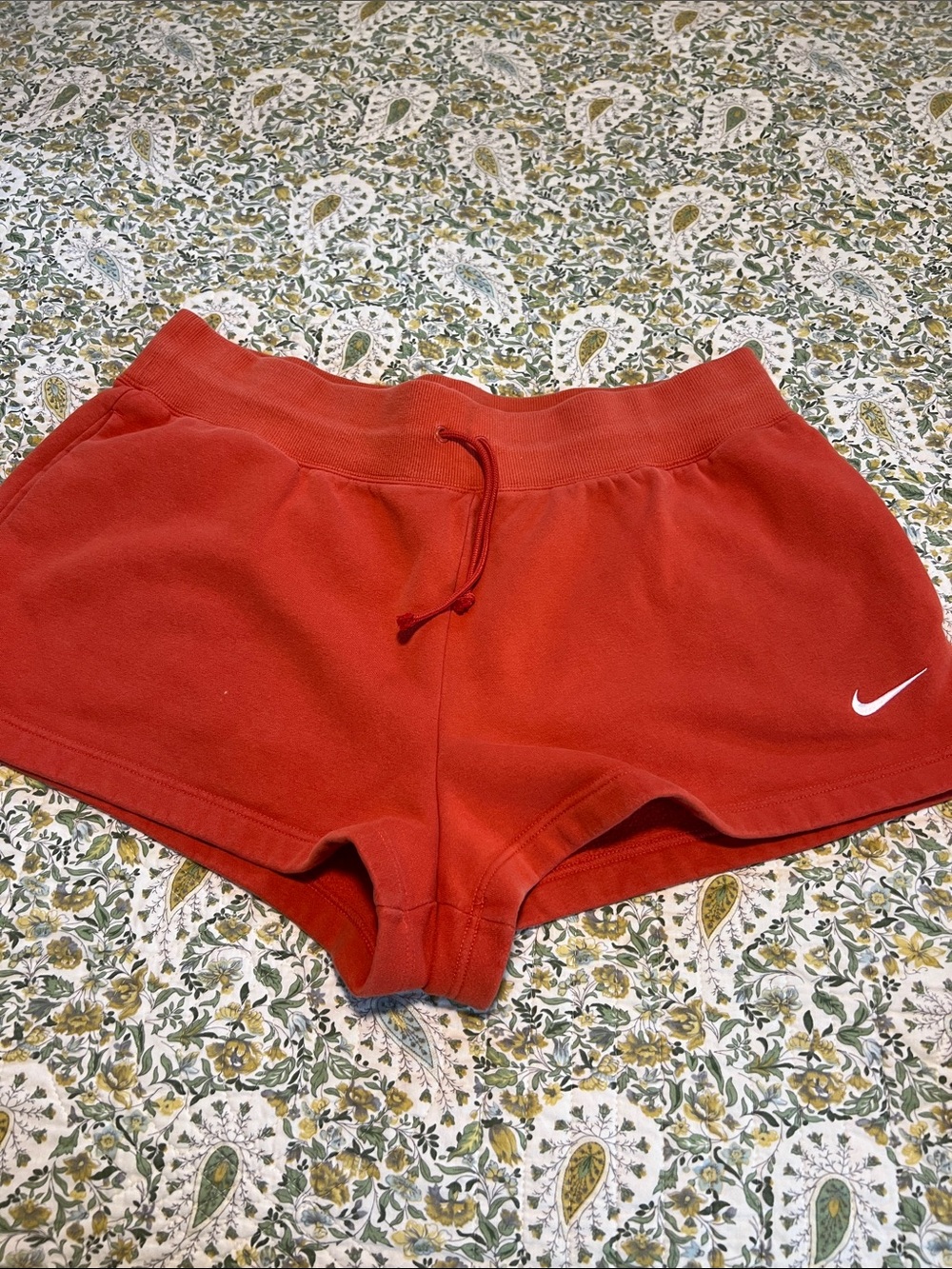 Nike Women's Red Athletic Fleece Shorts with Drawstring
